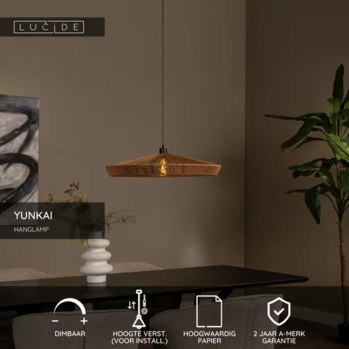 Lucide YUNKAI - Hanglamp - Ø 70 cm - 1xE27 - Naturel - USP